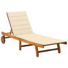 SONNENLIEGE mit Auflage Akazie Massivholz - Creme, Holz (59/76/200cm) - furnicato