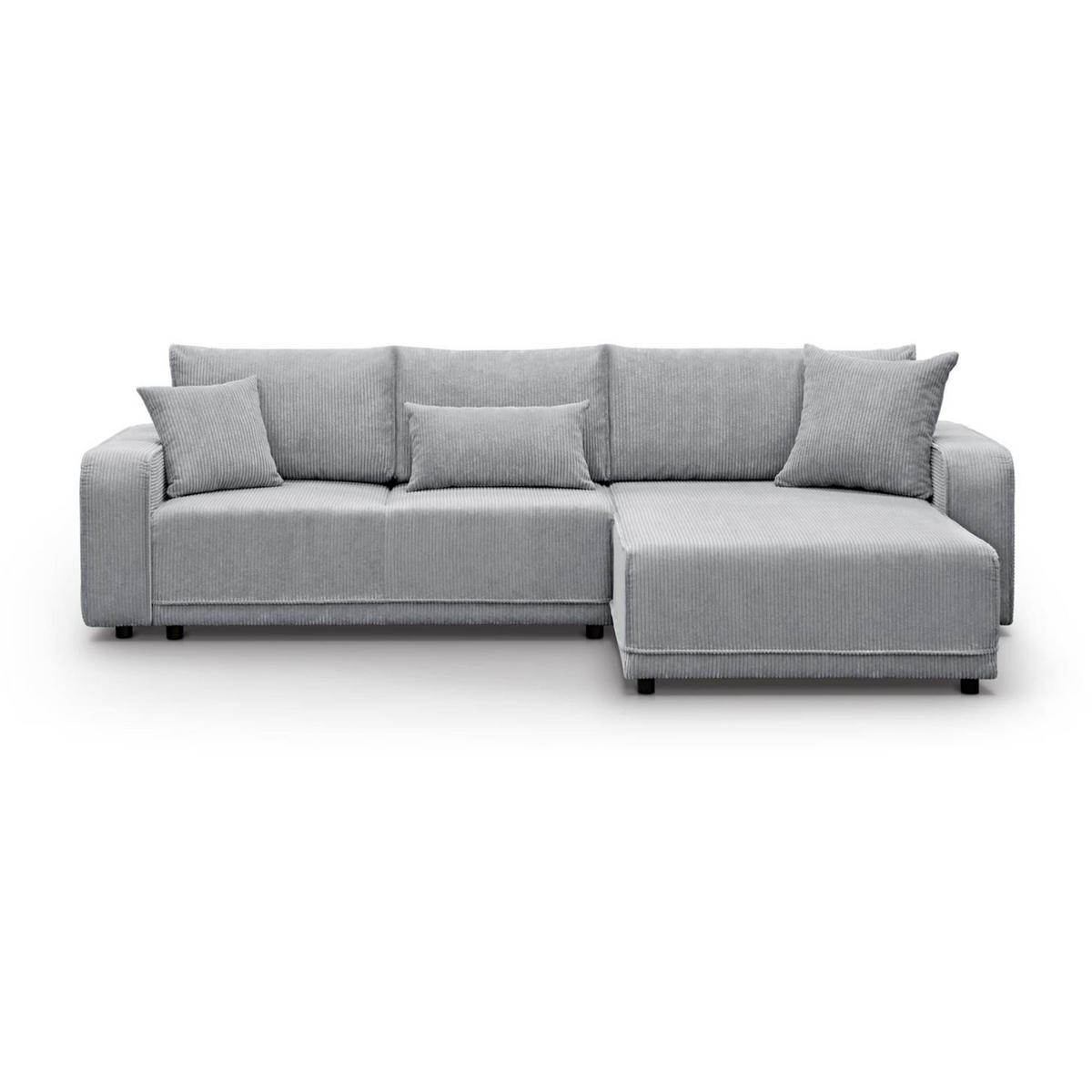 ECKSCHLAFSOFA Primo L hellgrau - Hellgrau/Schwarz, Textil (290/185cm) - Beautysofa