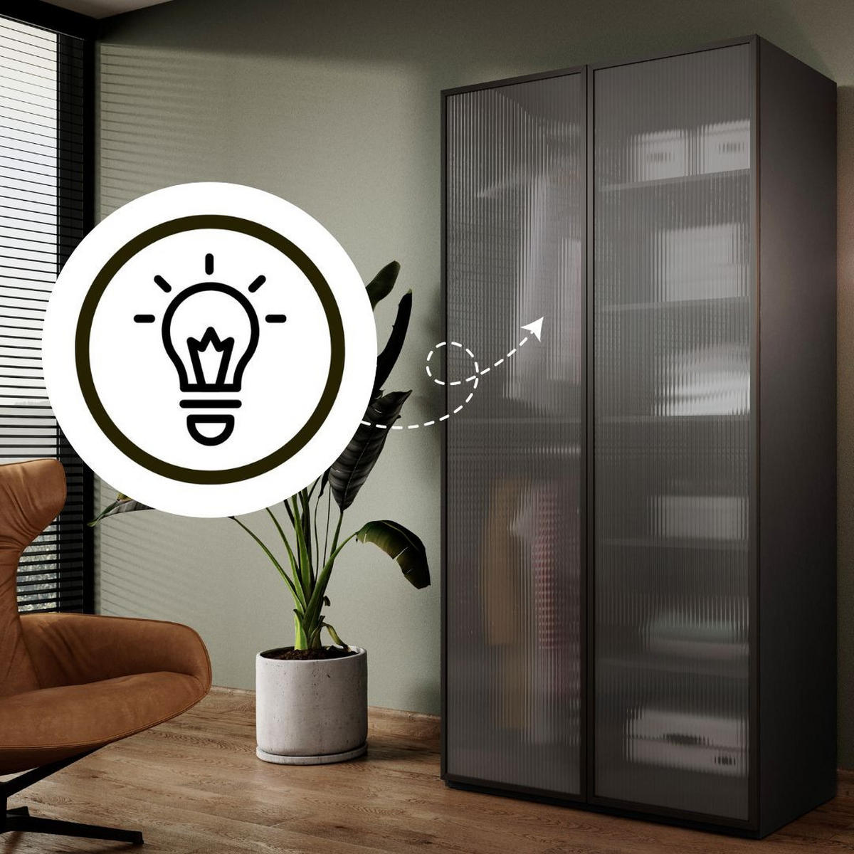 KLEIDERSCHRANK Sandbox Antisol Schwarz, Drehtürenschränk mit LED - Schwarz, Holzwerkstoff (101/200/51cm) - Bettso