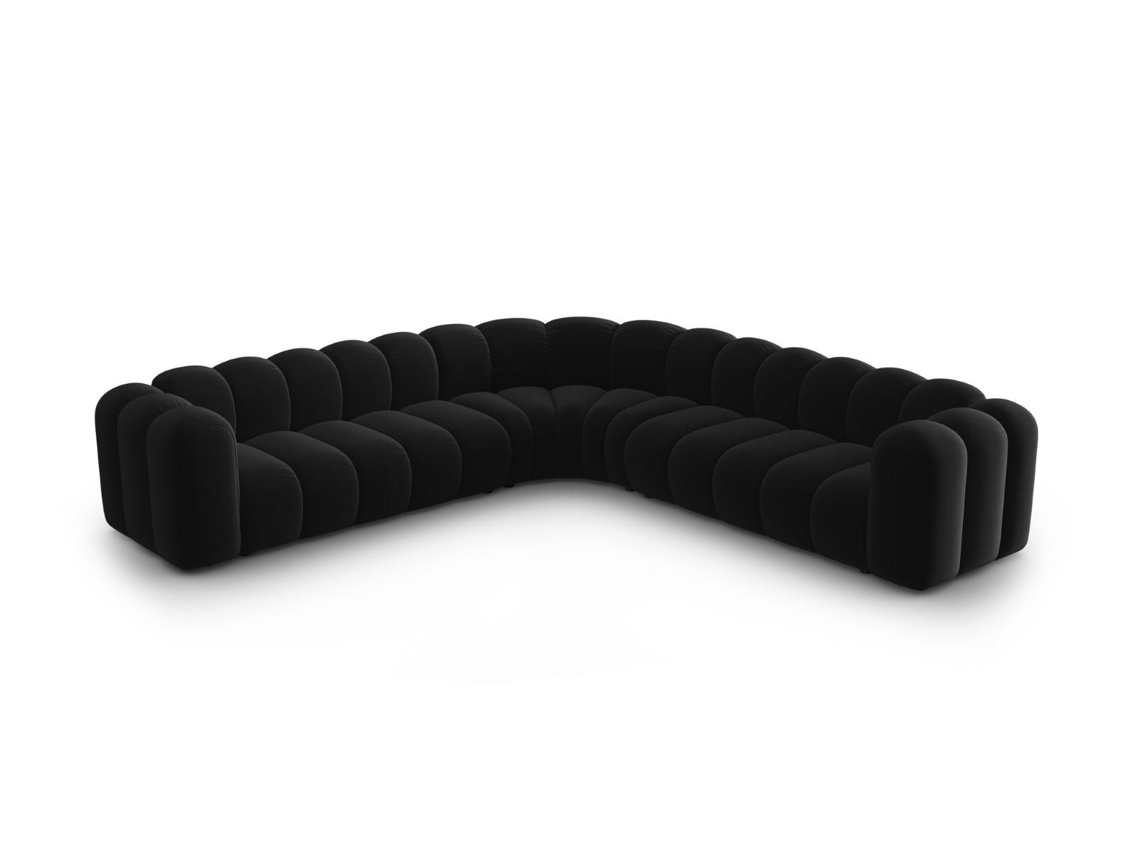 ECKSOFA symmetrisch modular Lupine aus Samt schwarz 5 Sitzplätze - Schwarz, Textil (309/309cm) - Micadoni