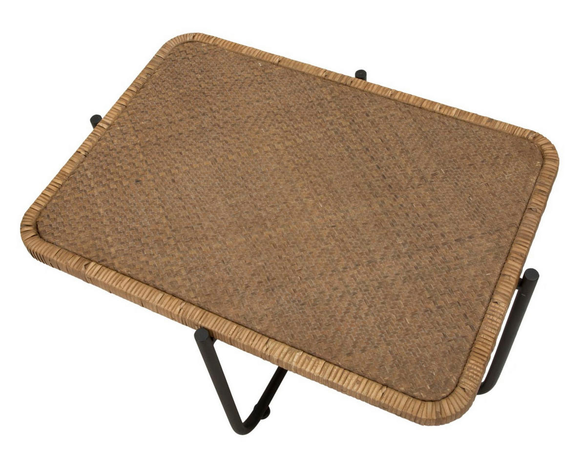 COUCHTISCH Cebu, mehrfarbig, Eisen und Rattan, 75 x 55 x 46,5 cm - Multicolor, Naturmaterialien/Metall (55/75/46.5cm) - Mauro Ferretti