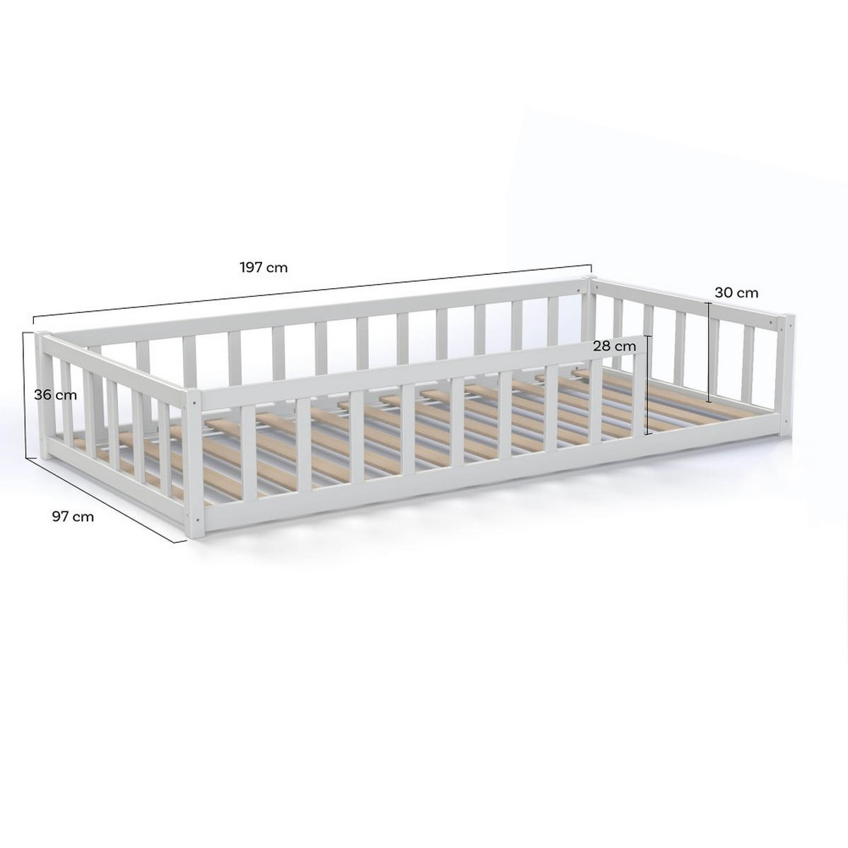 KINDERBETT NINO MIT LATTENROST/ Spielbett 90x190 - Weiß - Weiß, Holz (90/190cm) - Weber Industries