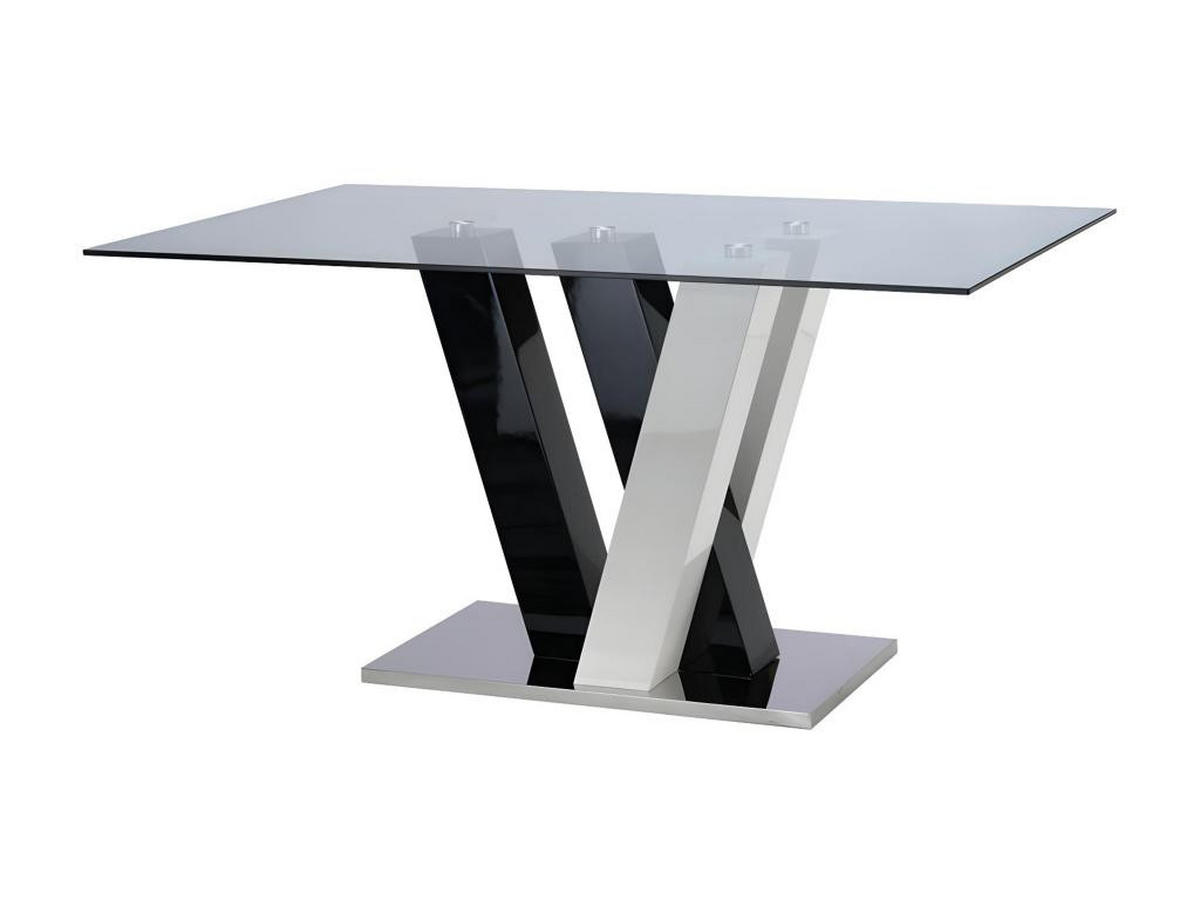 ESSTISCH - 6 Personen - MDF & Glas - Schwarz & Weiß - WINCH - Schwarz, Glas (150/90/76cm) - Vente-Unique