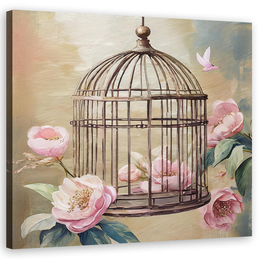 WANDBILD shabby chic aquarell blumen - Pink, Textil (30/30cm) - Feeby