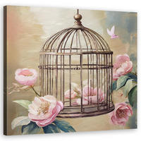 WANDBILD shabby chic aquarell blumen - Pink, Textil (30/30cm) - Feeby