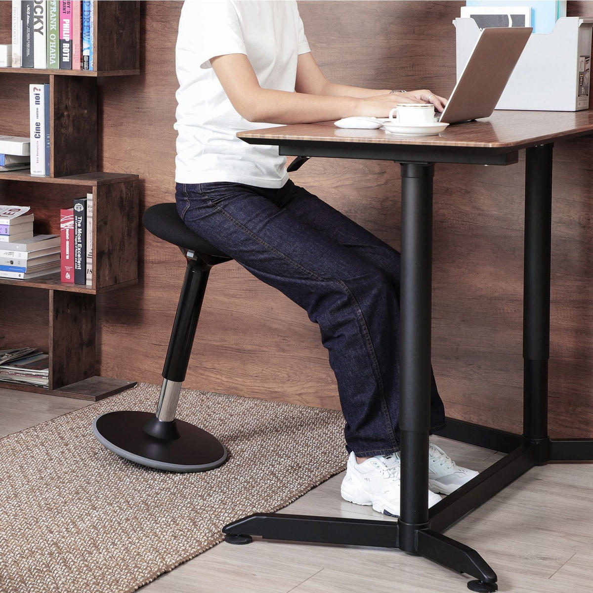 ARBEITSHOCKER BÜROHOCKER - Schwarz, Textil (33/70/33cm) - Hansiro