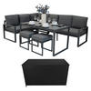 ECKSOFA-SET 5-teiliges Aluminium mit schwarzer Rattan-Aufbewahrungsbox Anthrazitgrau - Anthrazit, Metall