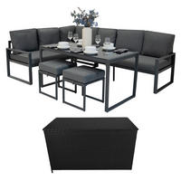 ECKSOFA-SET 5-teiliges Aluminium mit schwarzer Rattan-Aufbewahrungsbox Anthrazitgrau - Anthrazit, Metall