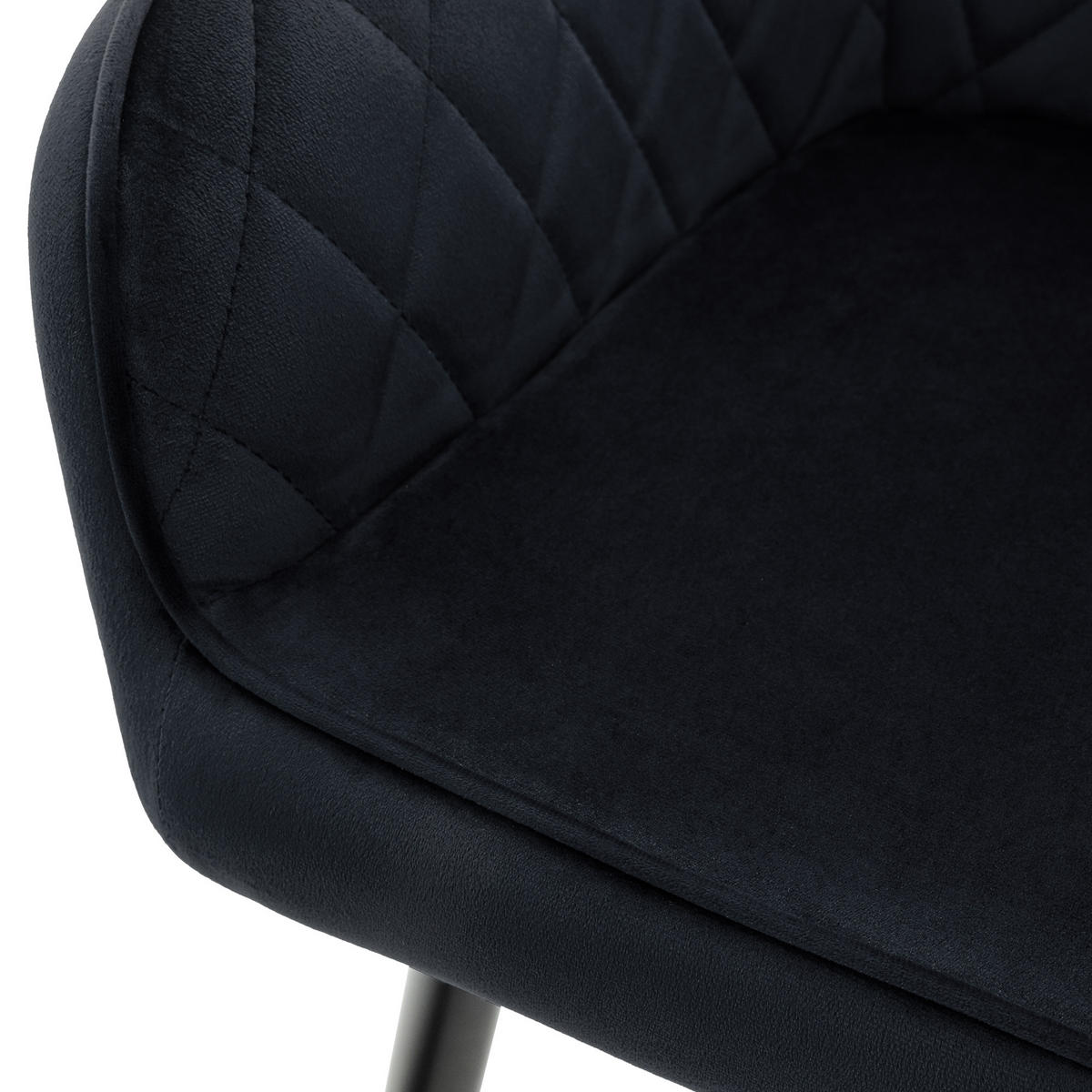 ESSZIMMERSTUHL Samt Schwarz 4er Set - Schwarz, Textil (63/80/60cm) - ML-DESIGN