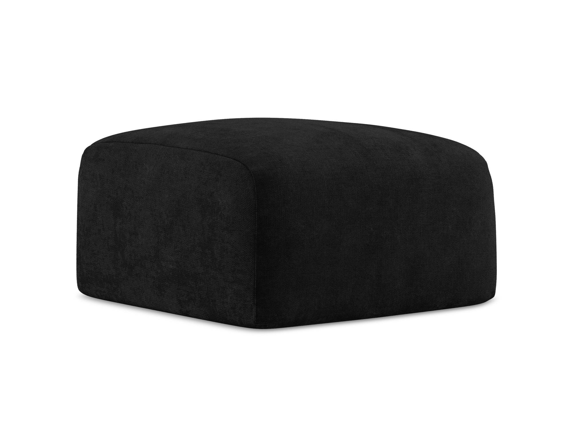 POUF Chenille Stoff Schwarz - Schwarz, Holzwerkstoff/Kunststoff (65/40/65cm) - Makamii