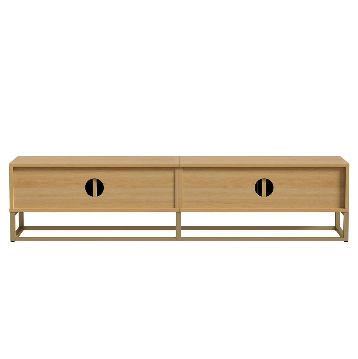 TV-BOARD aus MDF und Holzwerkstoff 180x40x40 cm Holzfarbe mit 4 Türen, Soft-Close und goldfarbenen Details - Braun, Holzwerkstoff (180/40/40cm) - Modfu
