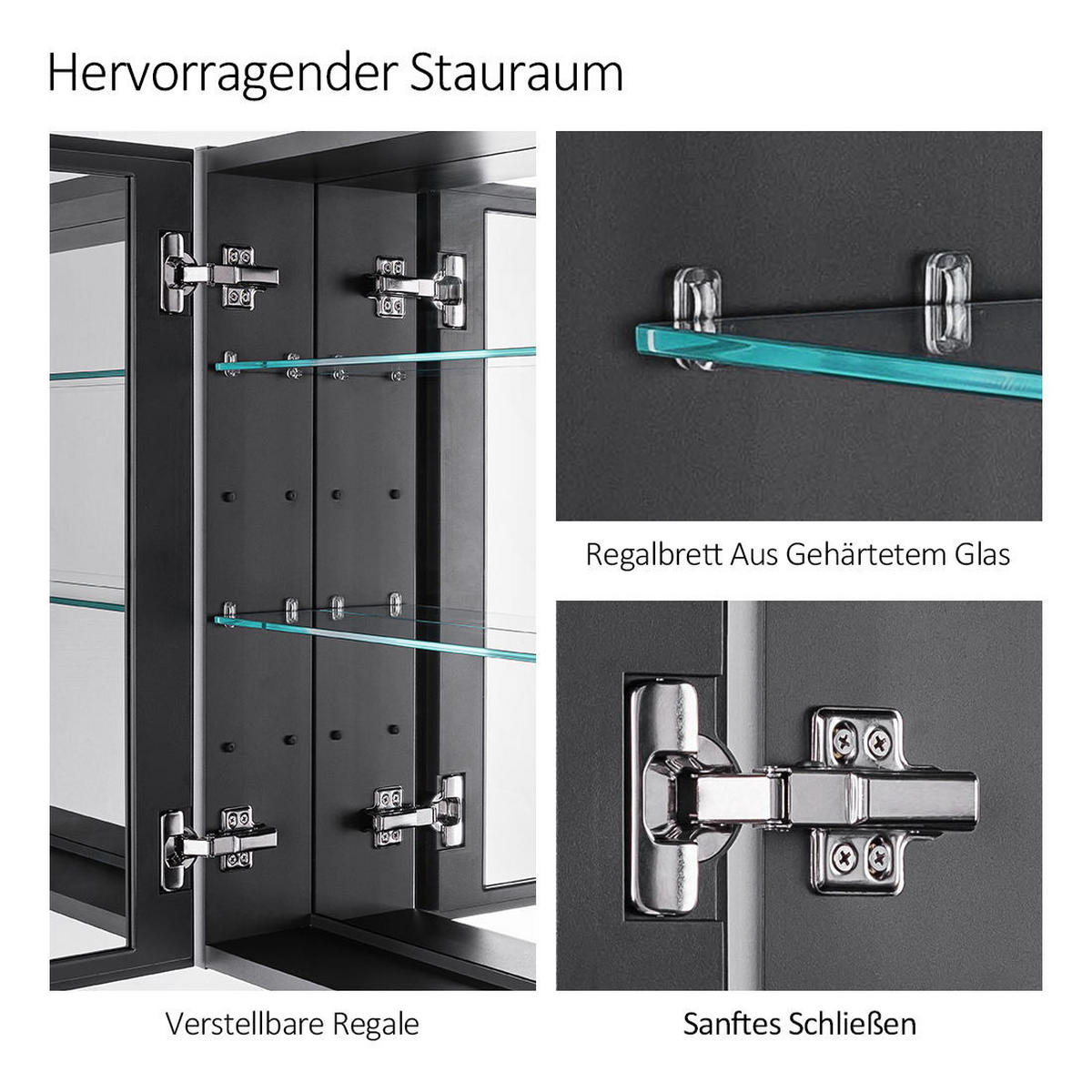 SPIEGELSCHRANK Schwarz 75/65/14,5 - Schwarz, Metall (75/65/14.5cm) - EMKE
