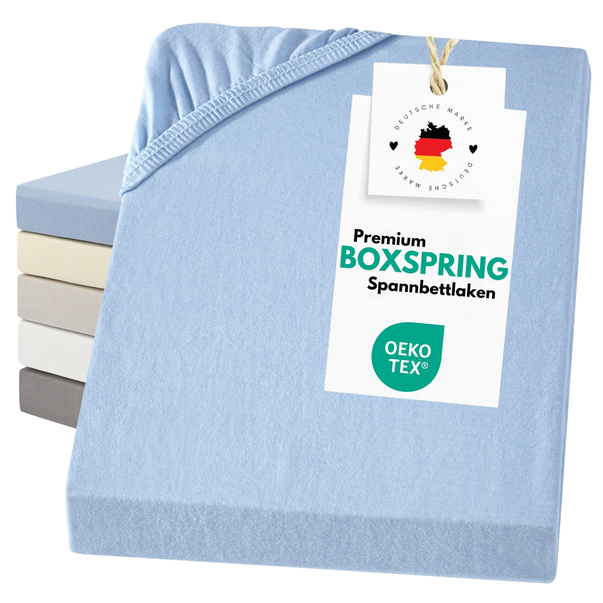 SPANNBETTLAKEN-BOXSPRINGBETT 140x200 - 160x200 Jersey Spannbetttuch 100% Baumwolle, Bettlaken Uni Hellblau - Hellblau, Textil (140/200cm) - Carpe Sonno
