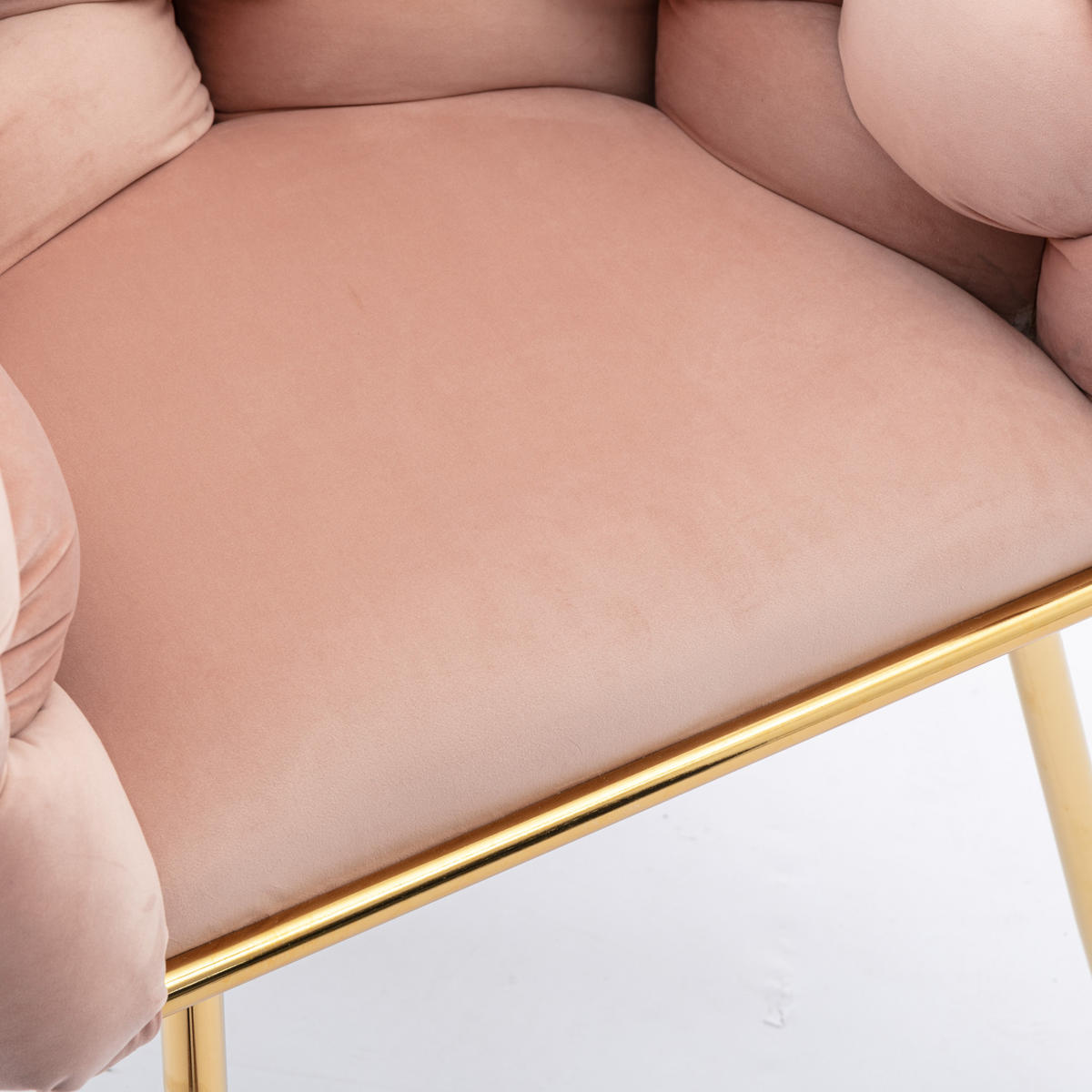 SESSEL Samt Pink mit Metallgestell für Schlafzimmer, Wohnzimmer, Esszimmer - Rosa, Textil/Metall (73/75/56cm) - WISHDOR