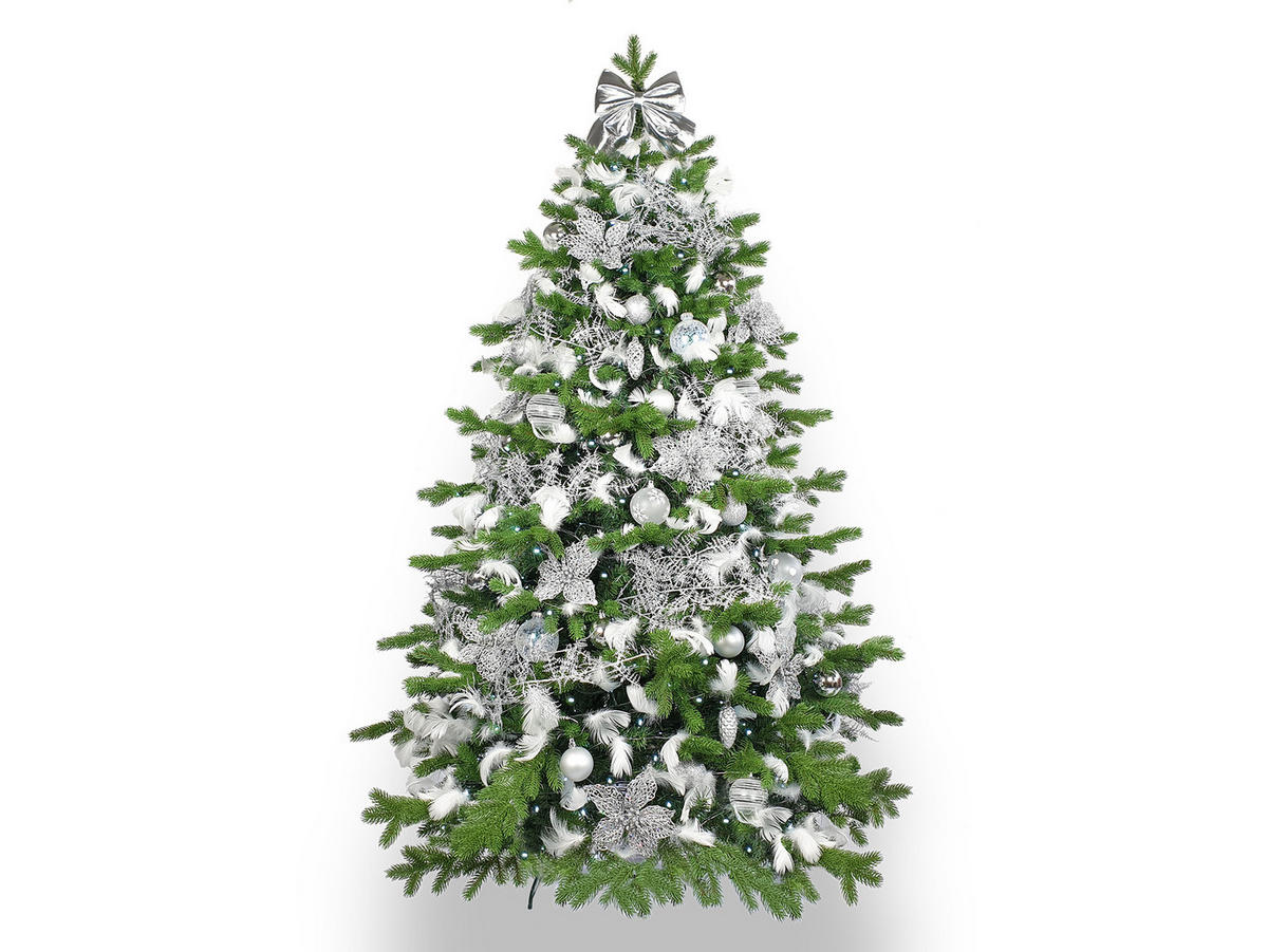 LAALU CHRISTBAUMKUGEL-SET 132 Stück in Luxusbox KING OF WINTER für Weihnachtsbäume 240-270 cm - Silberfarben/Weiß, Kunststoff/Textil (55/50/75cm) - LAALU