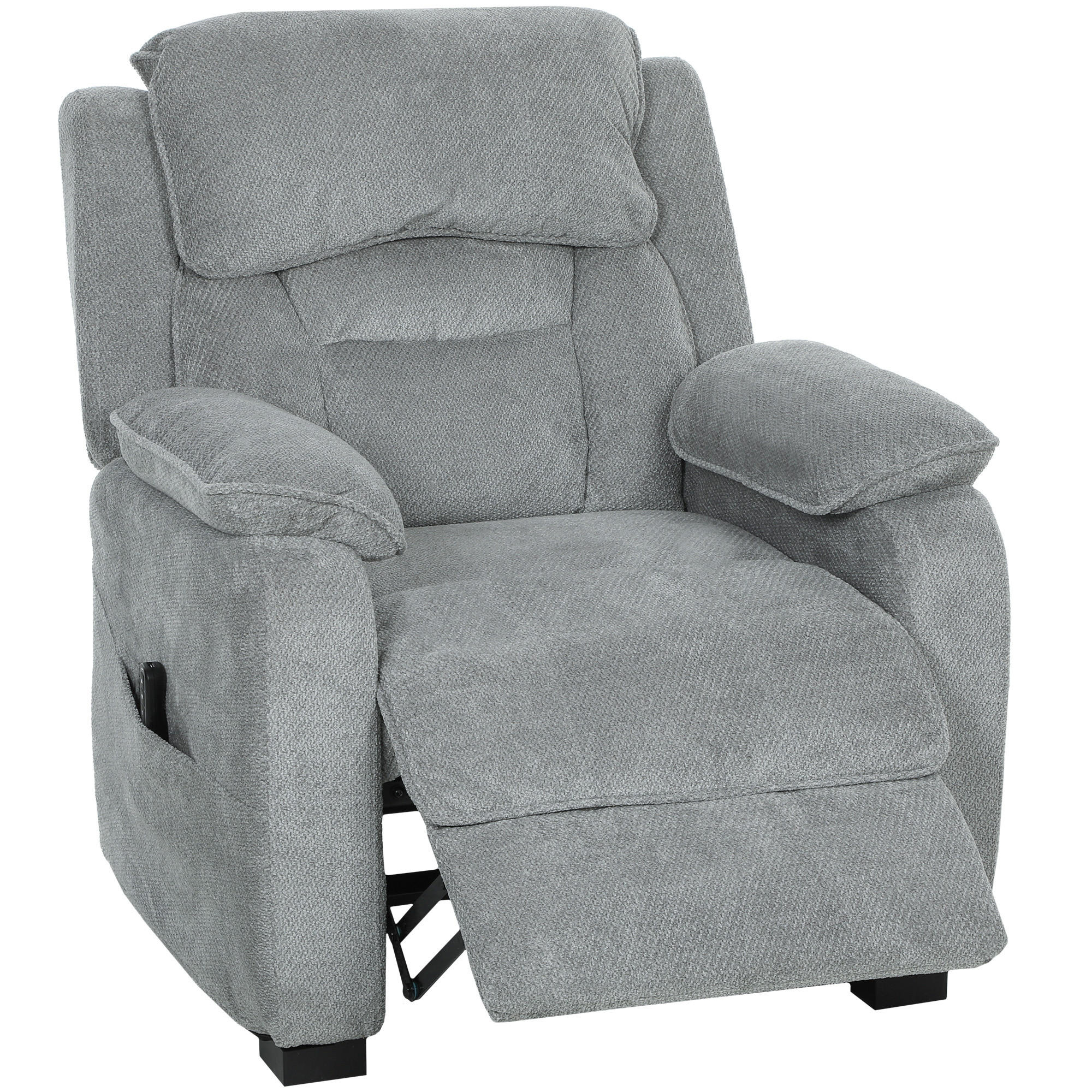 RELAXSESSEL,150° Samtoptik Fußstütze Fernbedienung Seitentasche,grau - Grau, Textil (90/103/96cm) - Vallsero