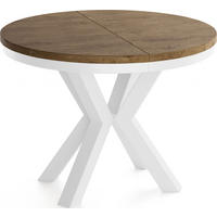 ESSTISCH Clara Weiß runder ausziehbarer, Lefkas Eiche 100-180/100/76 cm - Alteiche/Weiß, Holzwerkstoff/Metall (100/100/76cm) - WFL GROUP