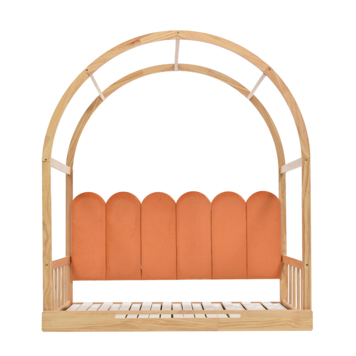 AUSZIEHBETT 140/100 und 140/200 cm Natur gewölbtes Hausbett aus Kiefer mit Kissen - Naturfarben, Holzwerkstoff (140/200cm) - OKWISH