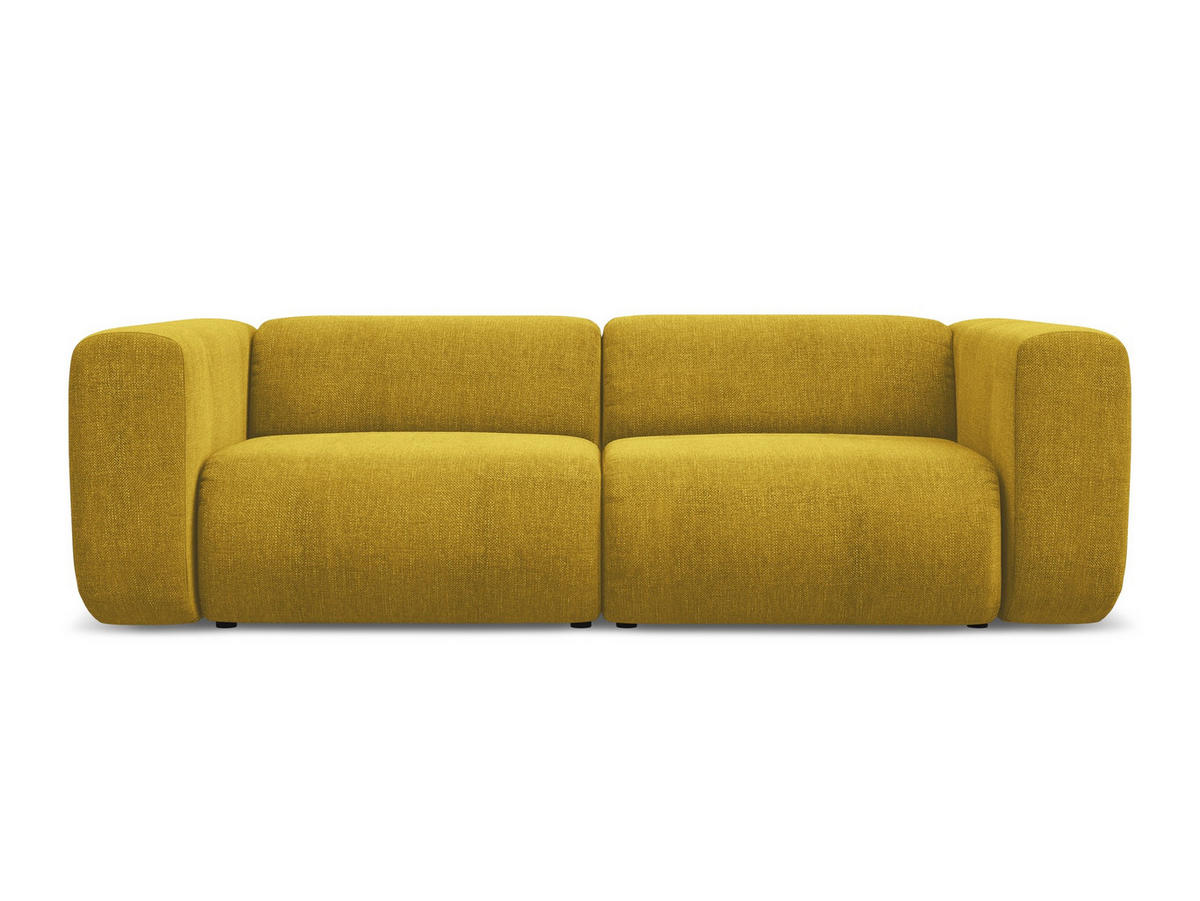 3-SITZER SOFA Chenille Stoff Gelb - Currygelb/Gelb, Kunststoff/Textil (228/70/89cm) - Makamii