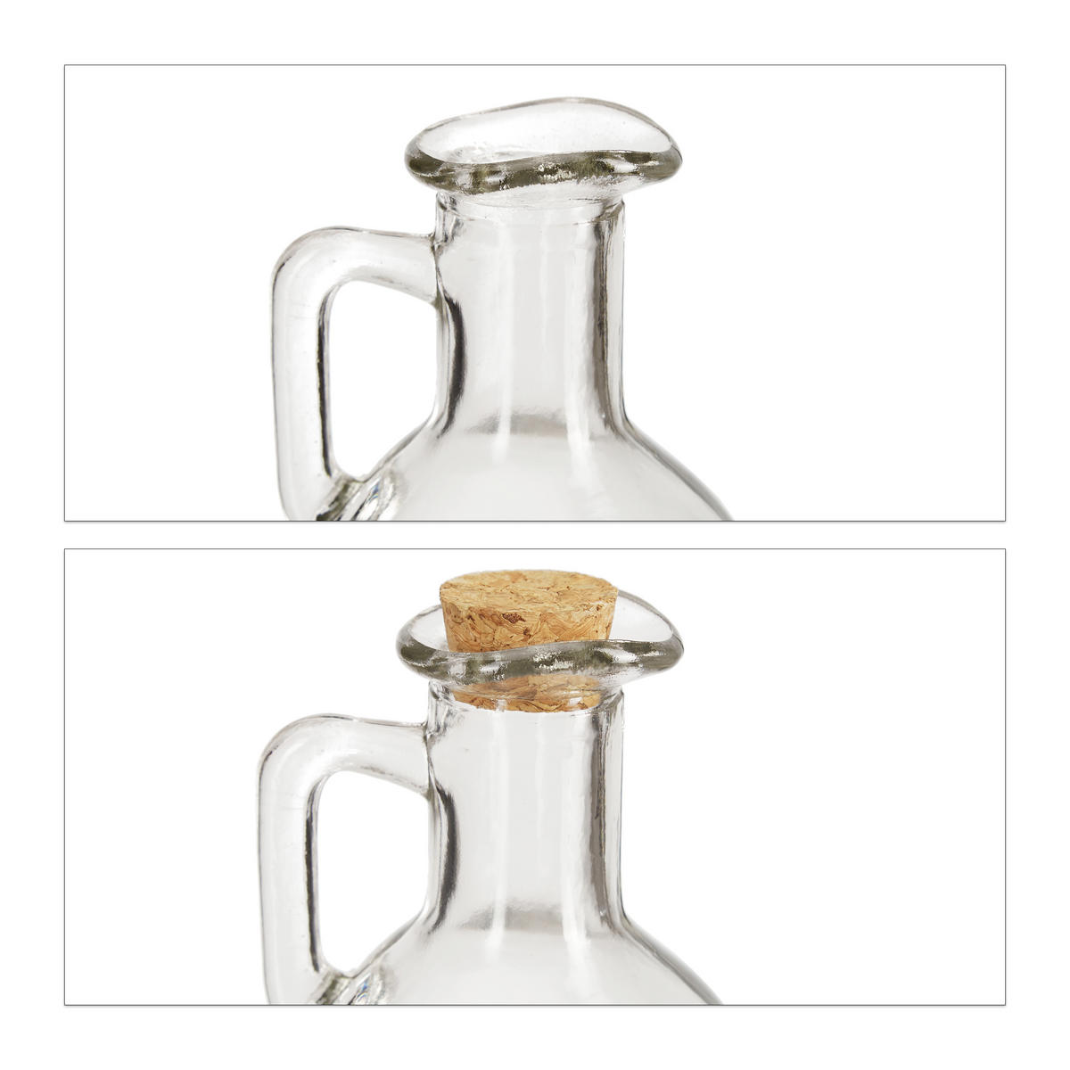 2xESSIGKANNE - Transparent, Glas/Naturmaterialen (7.5/11.5/7.5cm) - Relaxdays