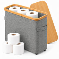 TOILETTENPAPIERBOX Grau Bambus 16 Rollen - Grau, Holz/Kunststoff (45/50/15cm) - Relaxdays