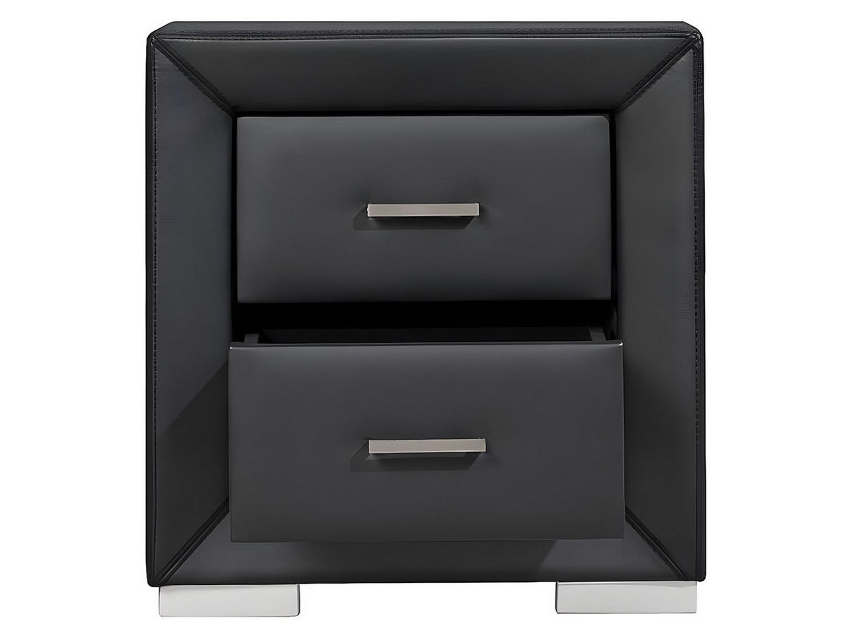 NACHTTISCH mit 2 Schubladen - Kunstleder - Schwarz - CAPITOLE - Schwarz, Leder (51.5/54.5/43cm) - Vente-Unique