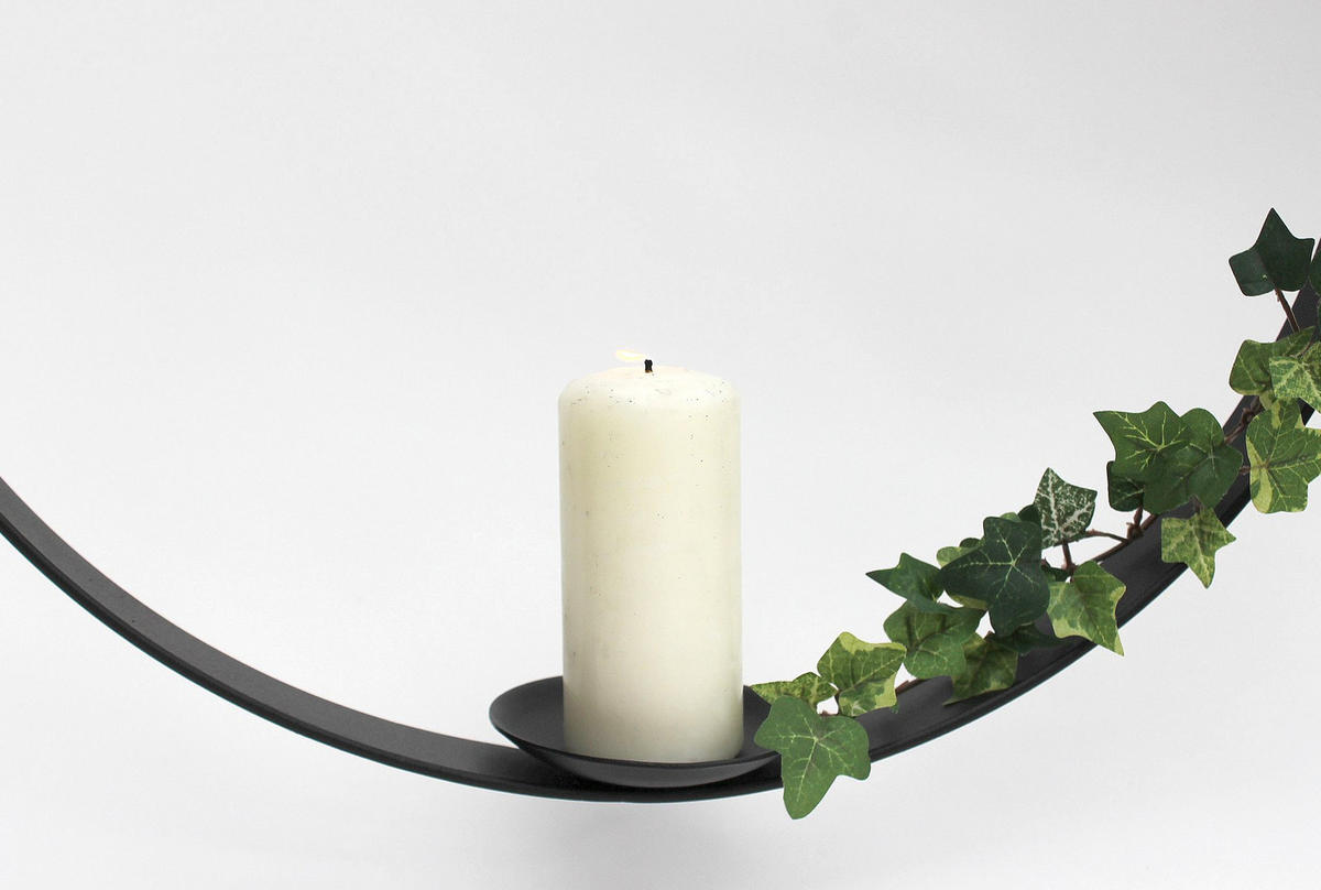 WANDKERZENHALTER rund Metall Schwarz 50 cm - Schwarz, Metall (50/50/4cm) - DanDiBo