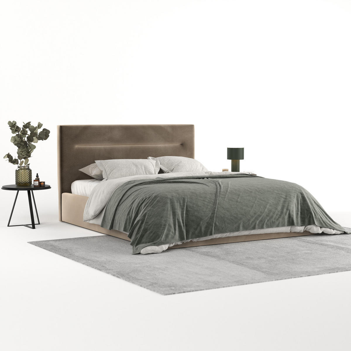 POLSTERBETT Liline 180/200 cm Taupe im Paros Stoff - Taupe/Schwarz, Holz/Holzwerkstoff (180/200cm) - AltaBeds