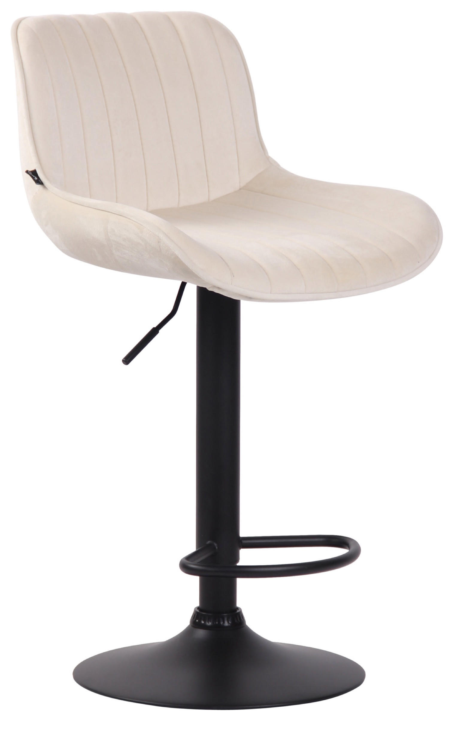 BARHOCKER Lento, Gestell schwarz, Samt Creme - Creme/Schwarz, Textil/Metall (50/100/50cm) - TPFLiving