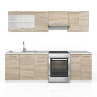 KÜCHENZEILE Raul Sonoma 240 cm, AP Marmor - Weiß/Sonoma Eiche, Holzwerkstoff (240/81.6/60cm) - Vicco
