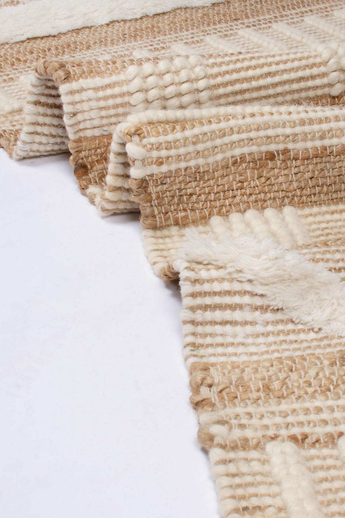 NATURTEPPICH handgewebt Jute-Wolle-Mix skandinavisch WHARFE, Braun-Beige 200x290 cm - Braun, Textil (200/290cm) - KADIMA DESIGN