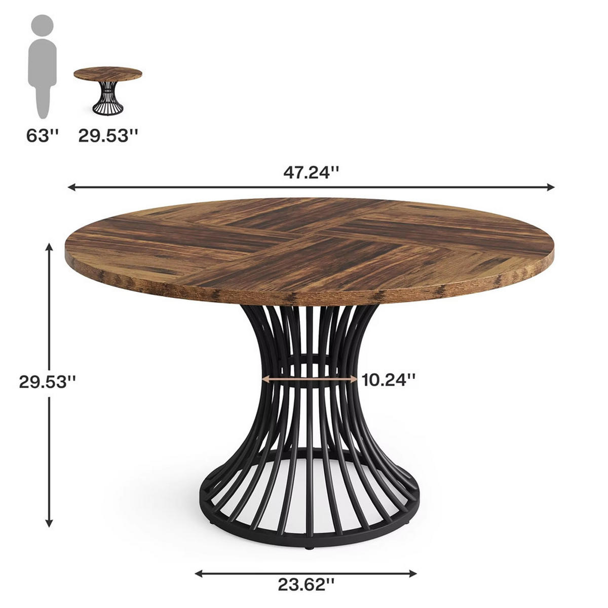 ESSTISCH rund 120 cm 4–6 Personen, Schokolade - Dunkelbraun, Metall (120/120/75cm) - Coonoor