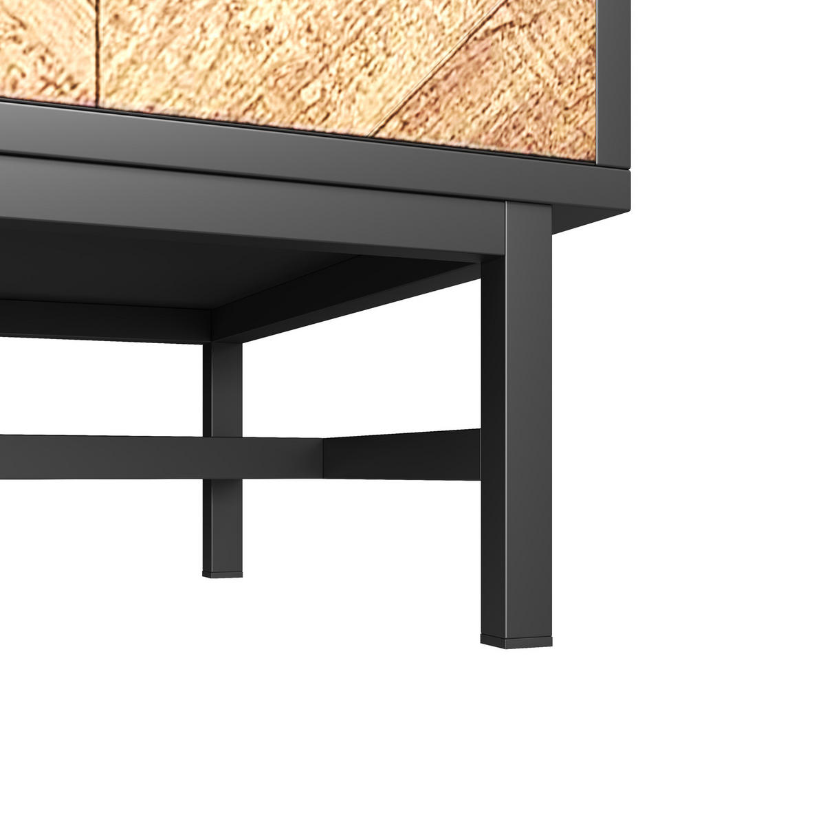 LOWBOARD 150/38/55 cm Schwarz/Natur aus Eisen und Spanplatte mit 2 Schränken und 3 Fächern - Hellbraun, Holzwerkstoff (38/55/150cm) - OKMYHOME