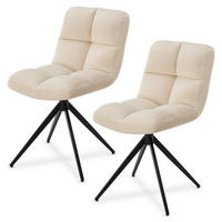 DREHSTUHL Dallas samt beige (2er-Set) - Beige, Textil (45/84/45cm) - Juskys