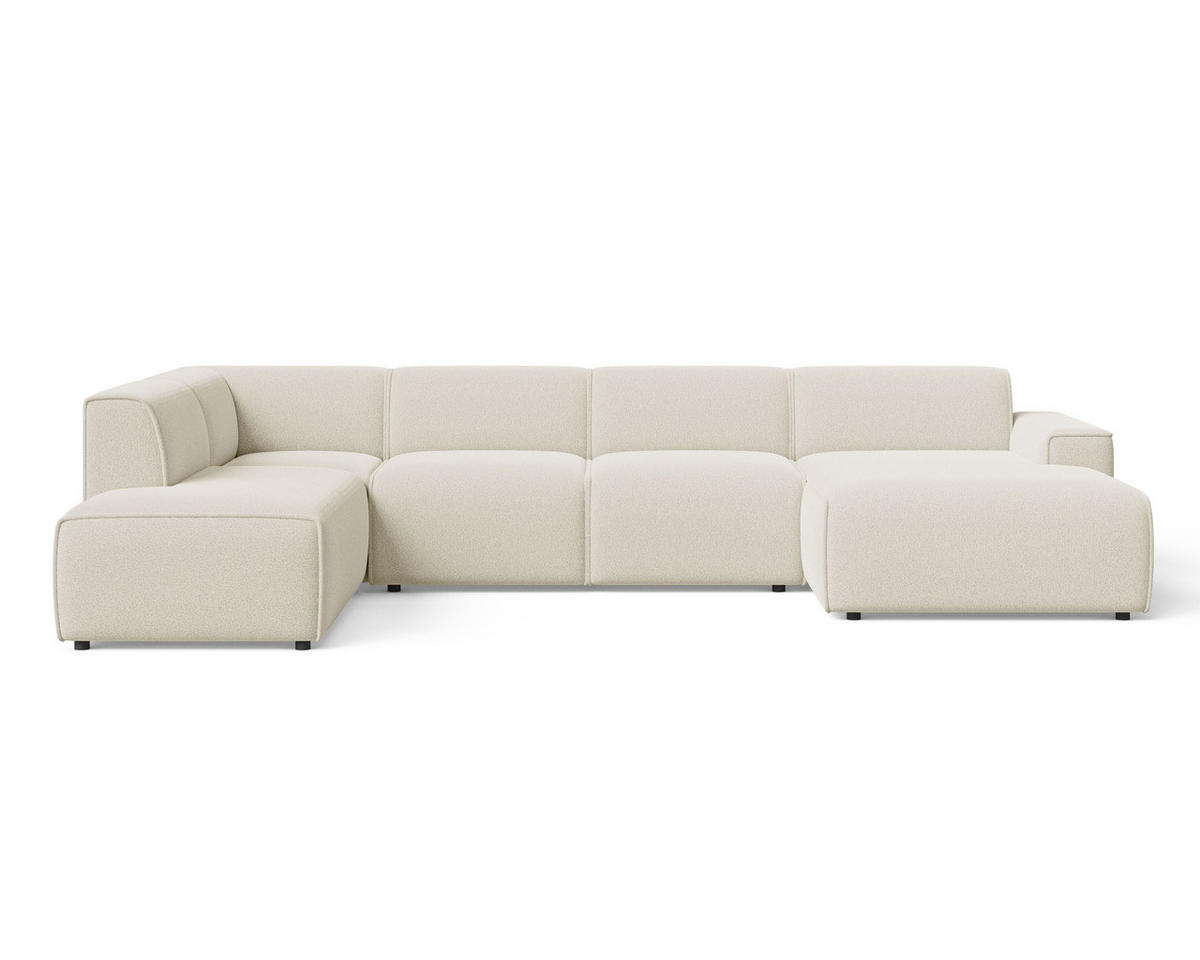 ECKSOFA U Belluno Creme Links - Creme/Schwarz, Holz/Kunststoff (378/220cm) - Graingold
