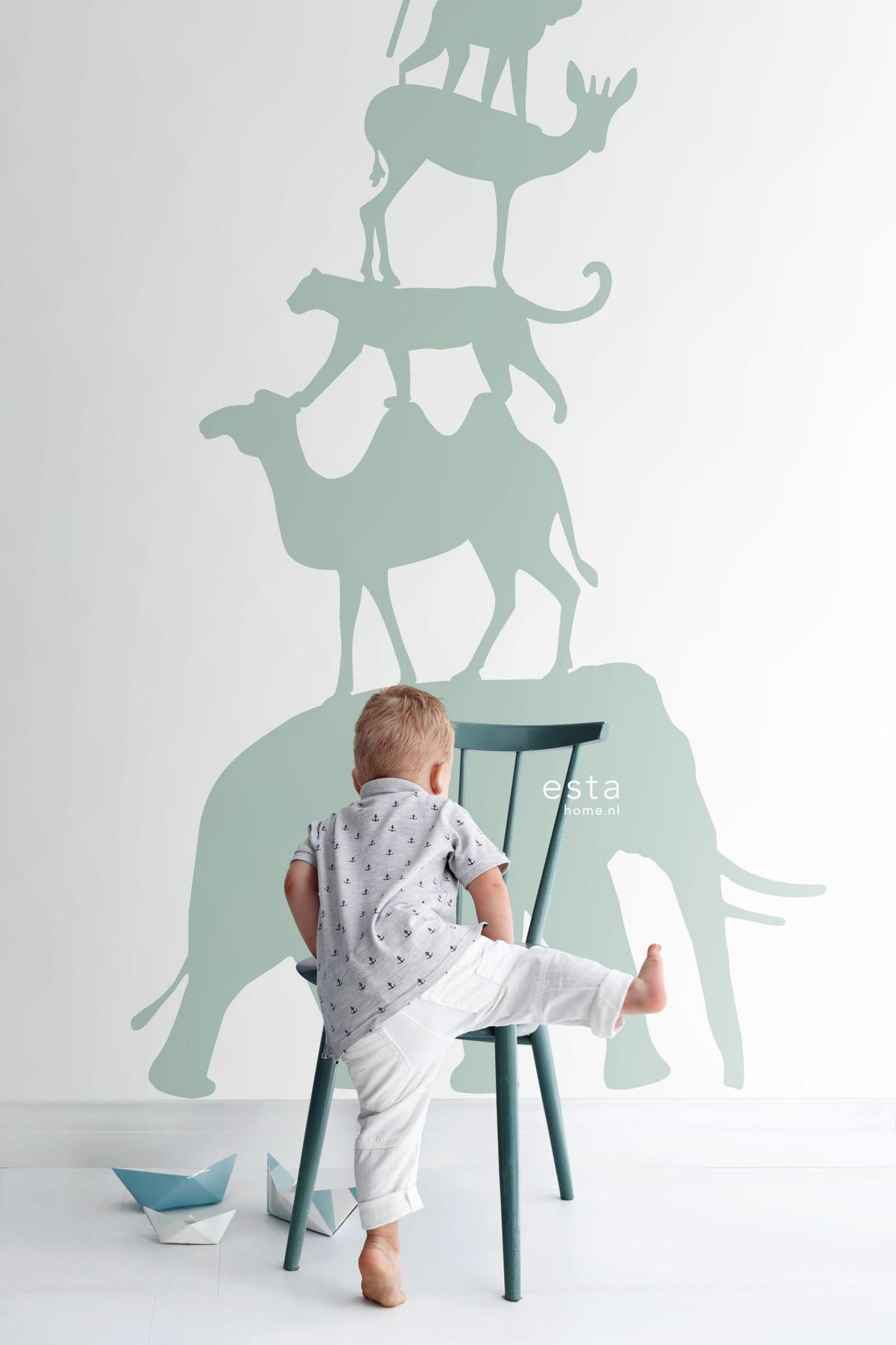FOTOTAPETE gestapelte Tiere 150 x 279 cm - Grün, Papier (150/279cm) - ESTAhome