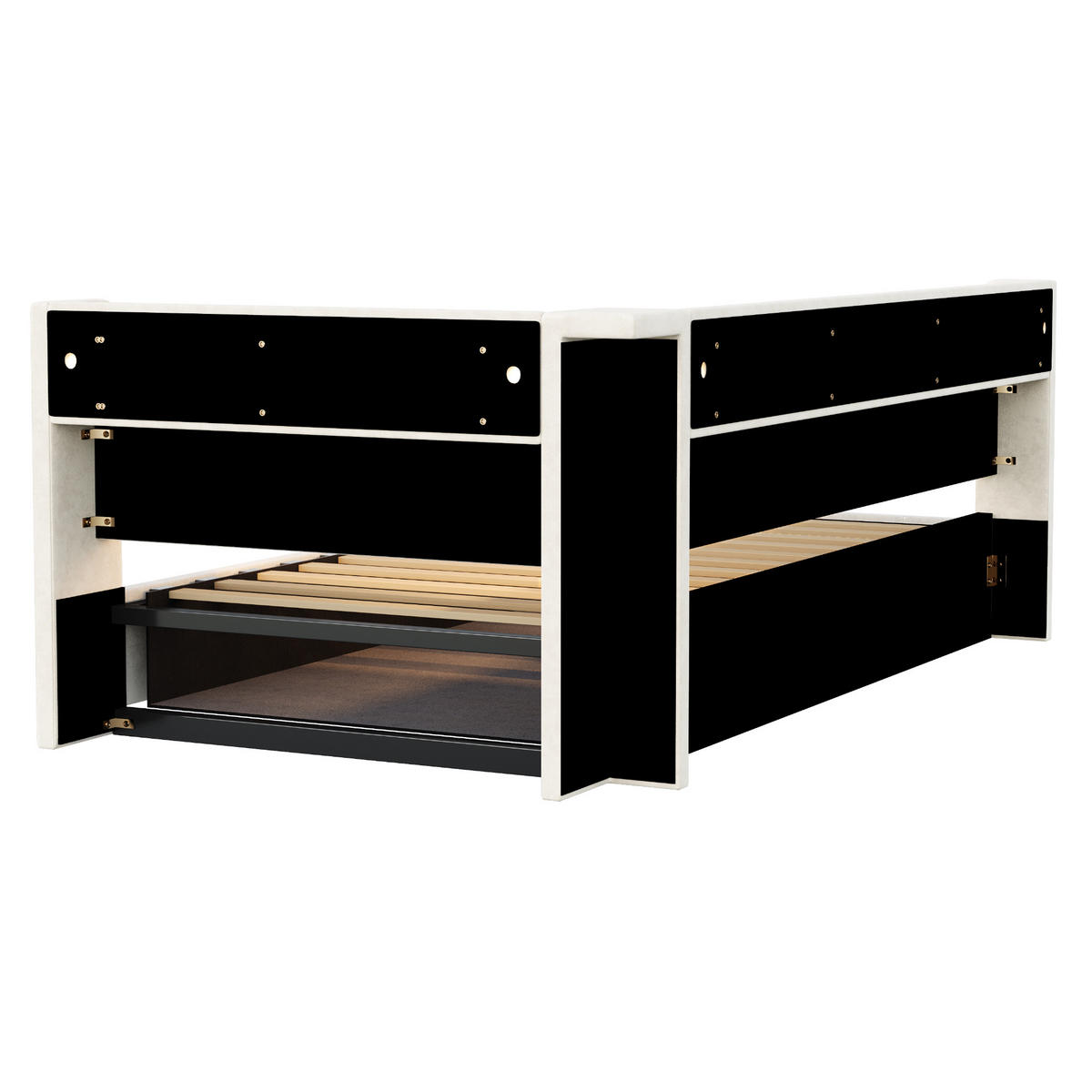 STAURAUMBETT 90/200 cm DE-32682 mit hydraulischem Stauraum und LED Beige - Beige, Metall (90/200cm) - ComfortXL