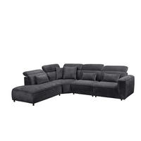 ECKSOFA mit 5-fach verstellbare Kopflehnen und pflegeleichter Mikrofaser-Chenille-Bezug - Schwarz, Kunststoff/Textil (339/285cm) - ed exciting design