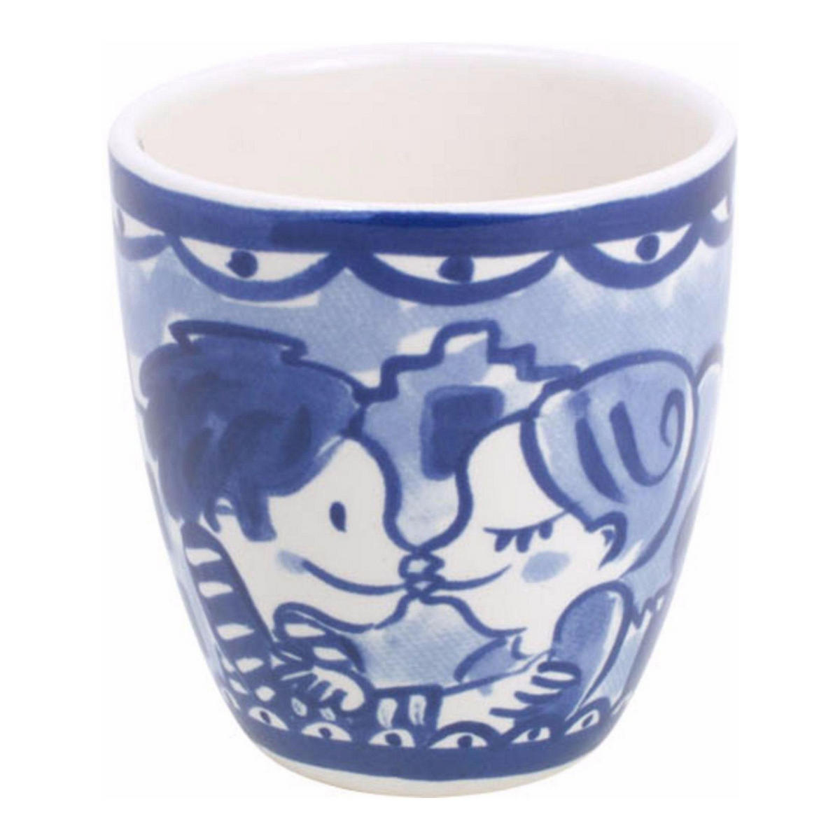 MINI-BECHER Küssend in Blau - 200 ml - Multicolor, Keramik (0.2L) - Blond Amsterdam