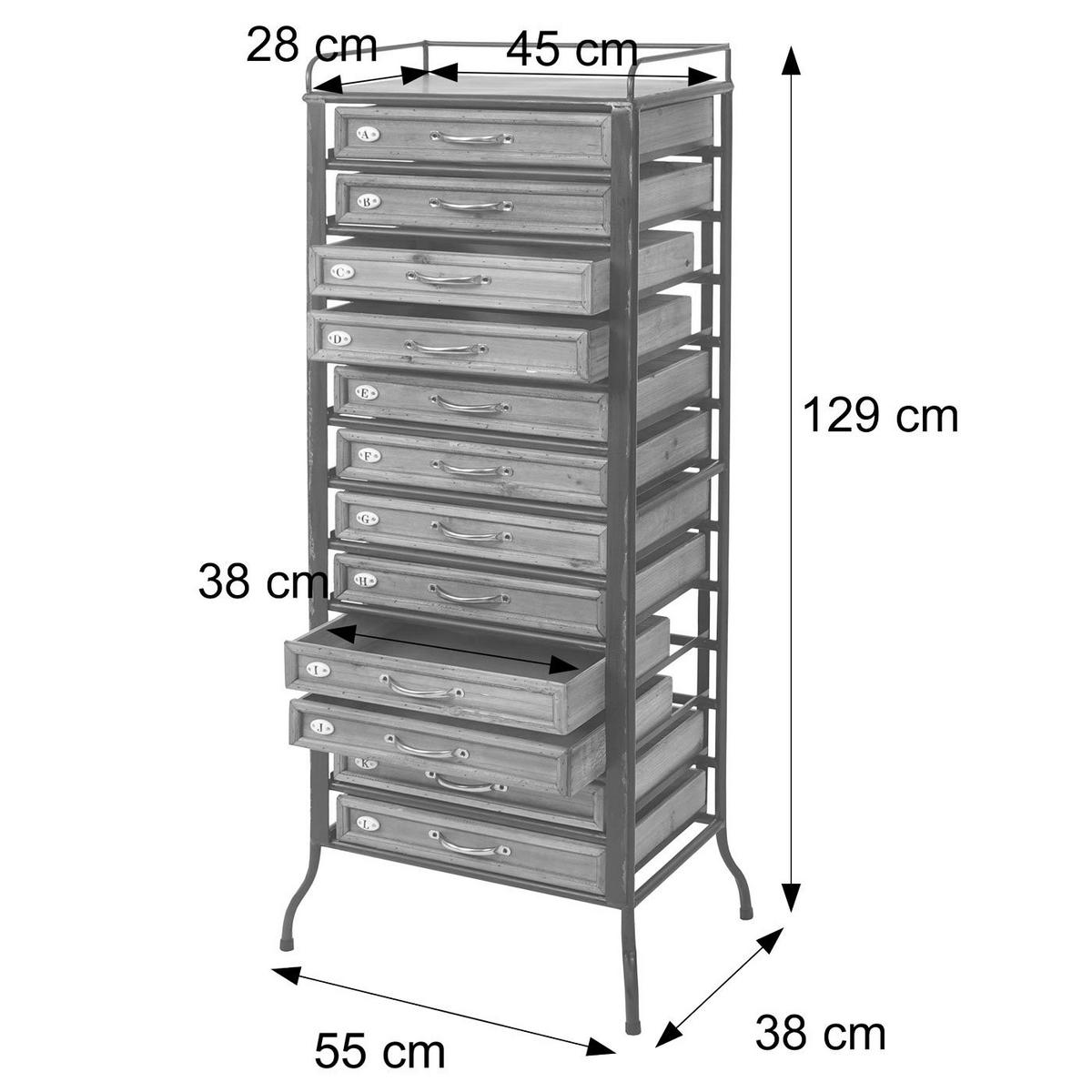 APOTHEKER-SCHRANK Braun, Schwarz - Schwarz/Braun, Holz (55/129/38cm) - MCW