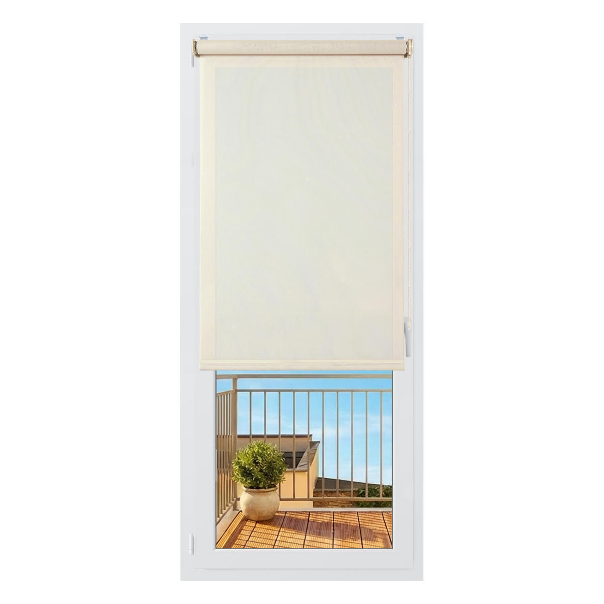 SCREEN-ROLLO Plus Easyfix Leinen 45x180 - Beige, Kunststoff (45/180/1cm) - STORESDECO