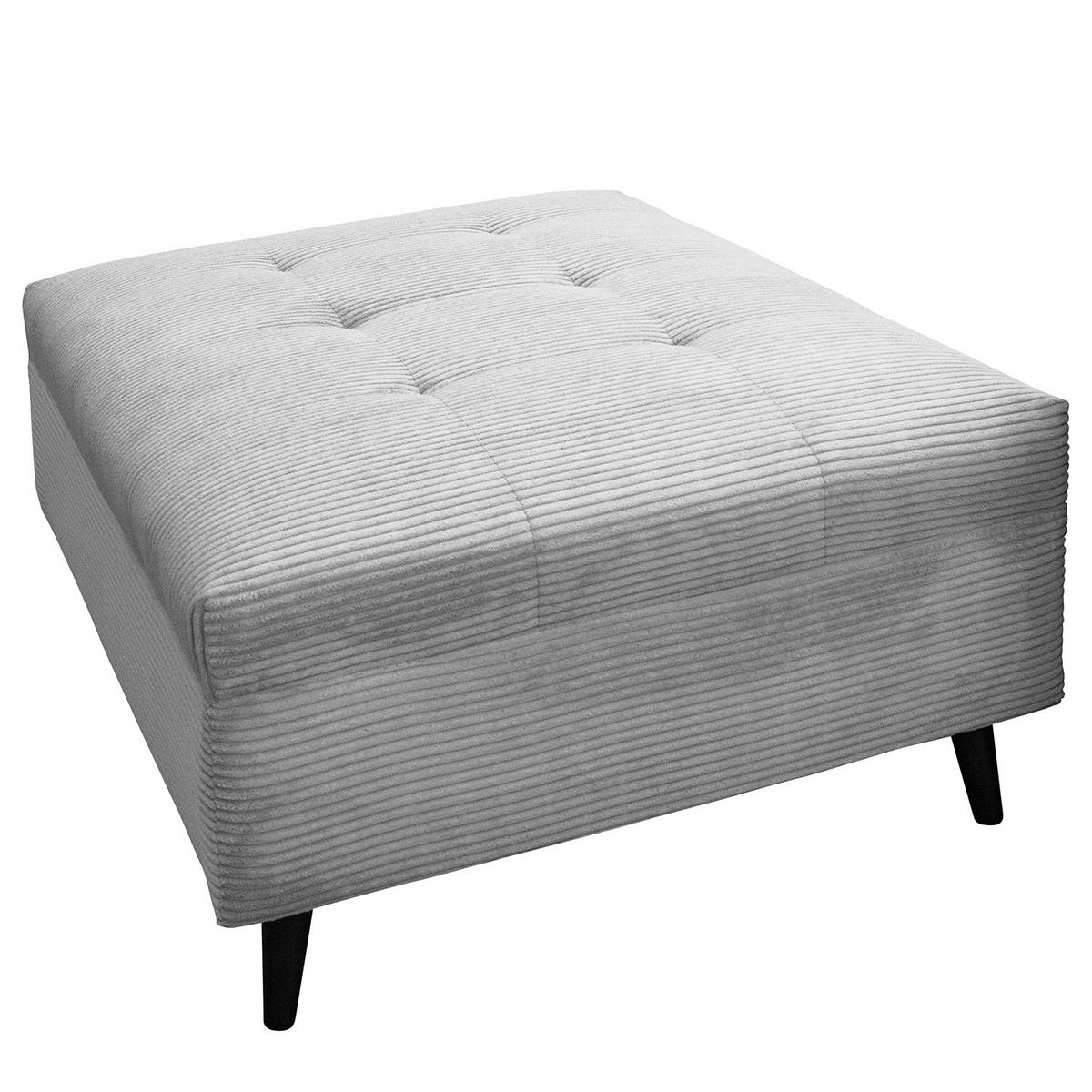 ECKSOFA mit Ottomane und Hocker - Hellgrau/Schwarz, Birkenholz/Textil (247/174cm) - home24