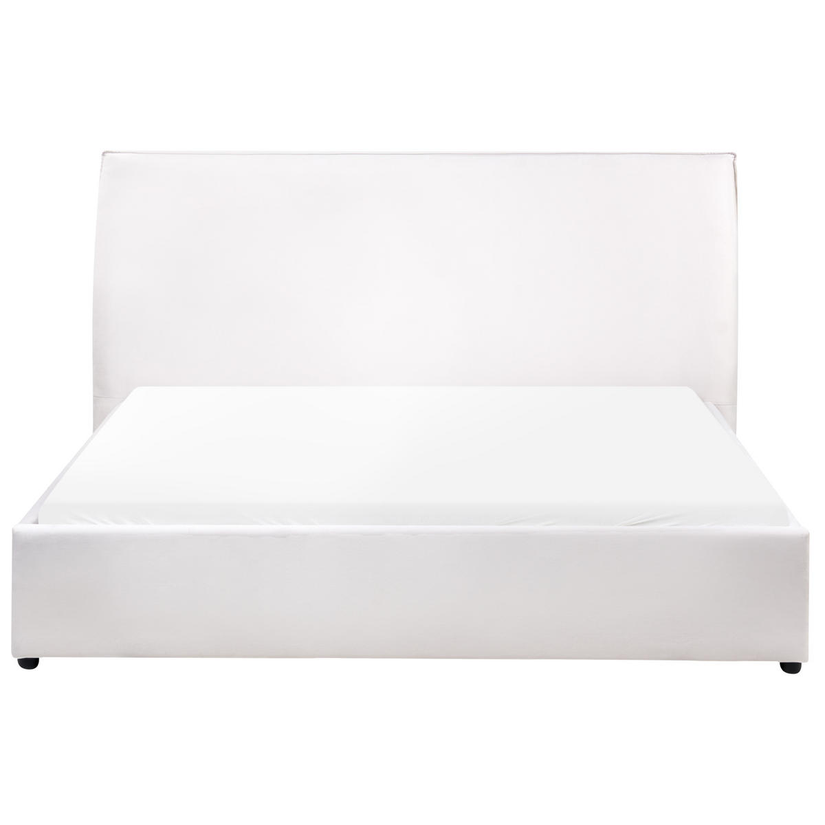 BETT mit Lattenrost 160/200 cm Samtstoff Cremeweiß Lavaur - Creme, Textil (160/200cm) - Beliani