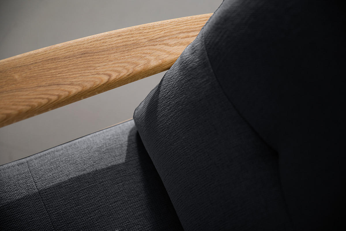 SESSEL - Eichefarben/Grau, Eichenholz/Textil (83/80/75cm) - home24