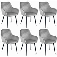 STUHL OSILO 6-er Set, Silbergrau, Schwarz, Schwarze metallische Beine - Hellgrau, Textil/Metall (55/84/46cm) - Komodee