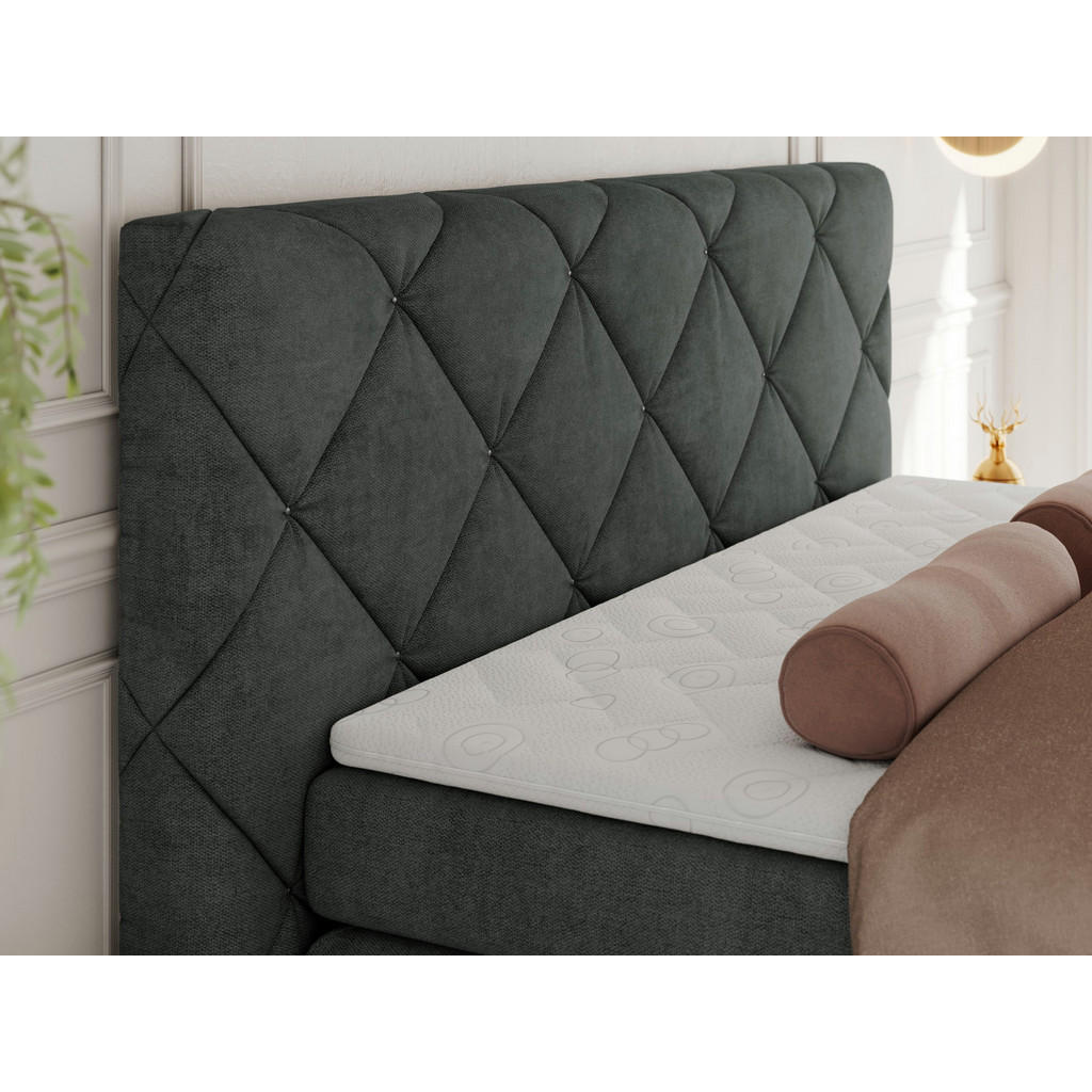Thumbnail - Xxxl Boxbett, Dunkelgrau, Textil, 2-Sitzer, H3, Rechteckig, 160x200 cm, Oeko-Tex®, Schlafzimmer, Betten, Boxspringbetten