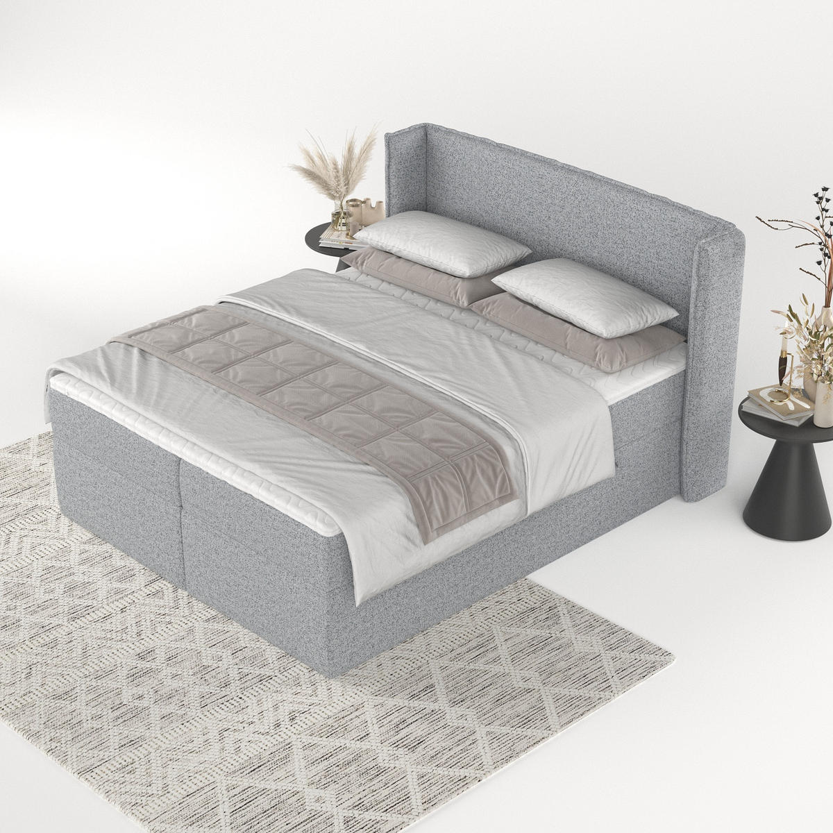 BOXBETT Viva 140/200 cm Grau im Riva Stoff - Schwarz/Grau, Holz/Holzwerkstoff (140/200cm) - AltaBeds