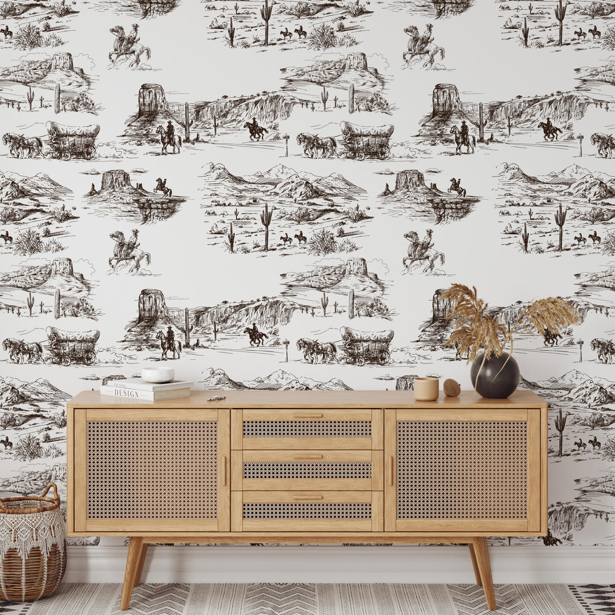 TAPETE Western aus echtem Papier, 200x280cm, 8 Bögen - Braun, Papier (200/280cm) - WALLPAPERS4BEGINNERS
