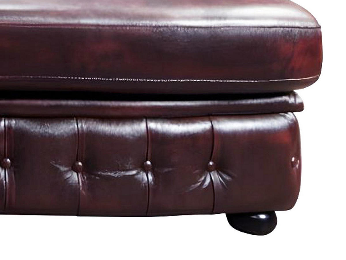 SOFA - 5 Personen - leder - bordeaux Brenton - Bordeaux, Leder/Holz (274/82/166cm) - Vente-Unique