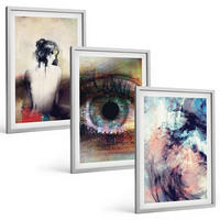 BILDER SET 3er Set - 40x60 cm Silberner Rahmen - Porträt einer Frau mit abstrakten Emotionen - Silberfarben, Kunststoff (40/60cm) - TULUP
